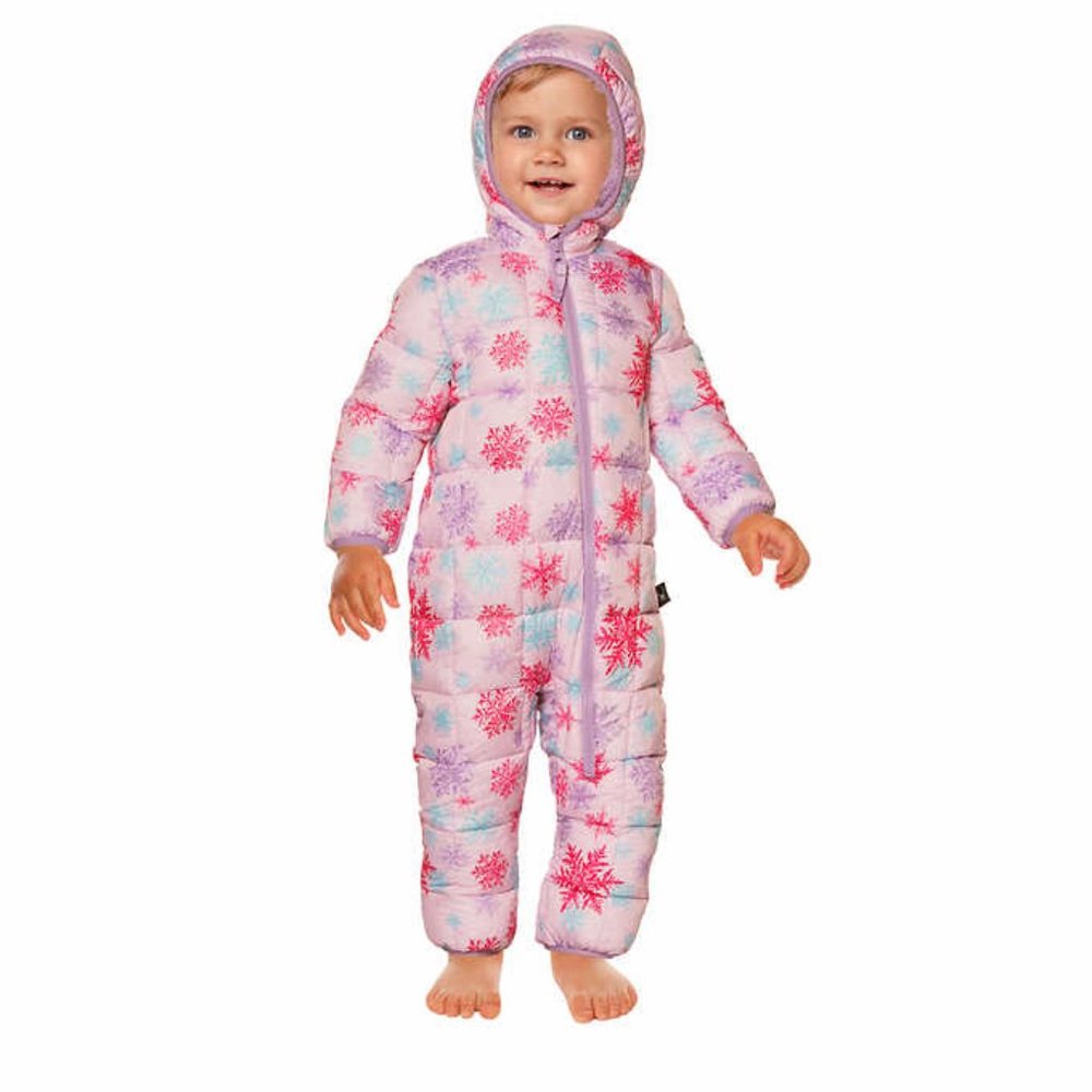 Spyder Pink Snowflake Printed Baby 1-piece Warm Snowsuit